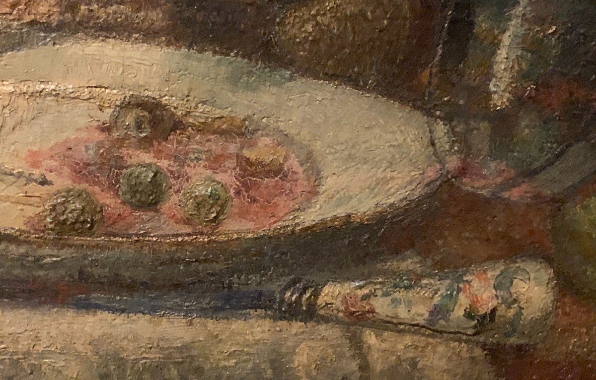 HST "le  rat des villes & le rat des  champs" 1911, nature morte aux souris, sign Léon JOUENNE -photo-3