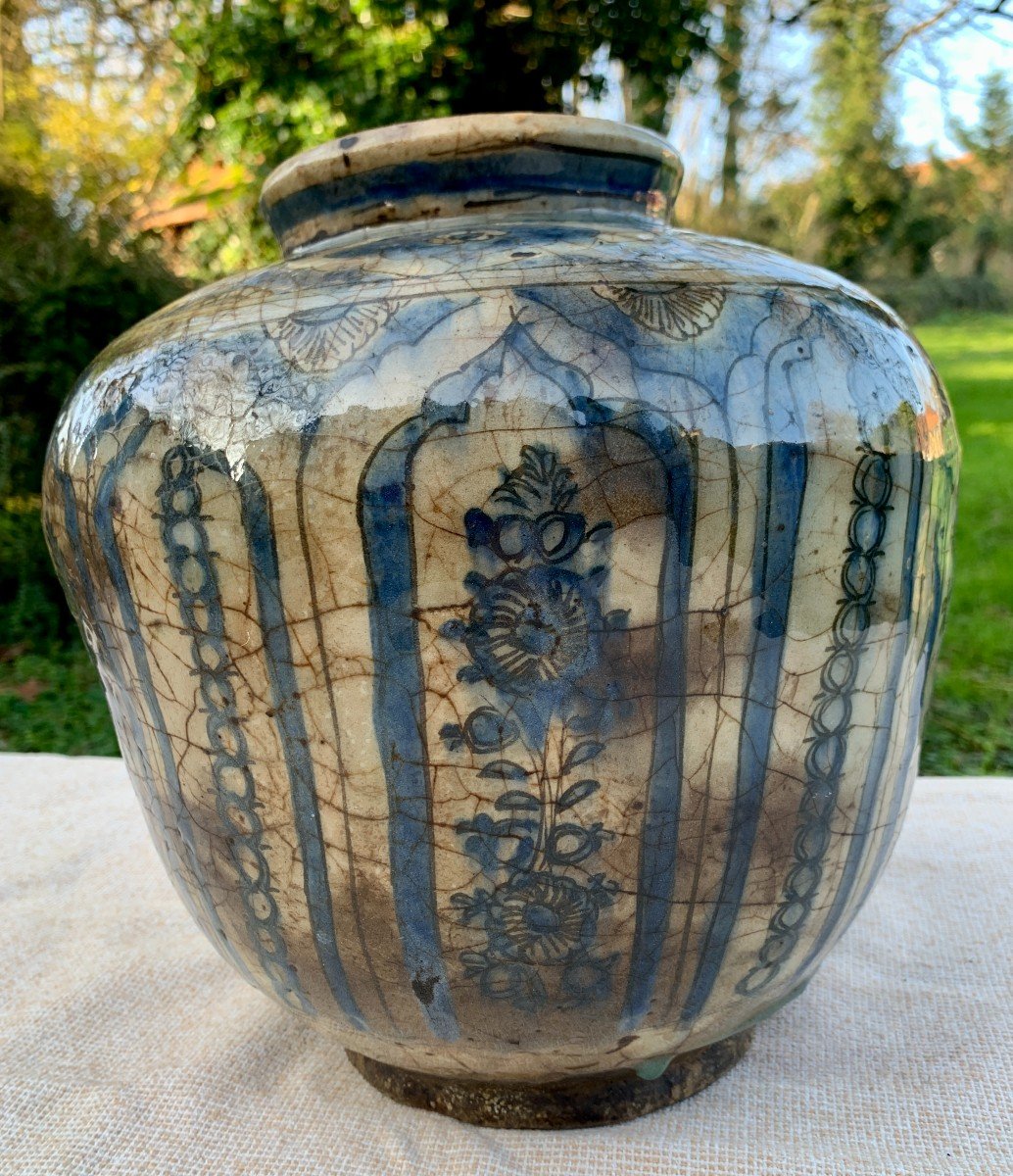 Very Large Early 19th  Qajar Ceramic Vase, Persia, Floral Decoration & Nice Enamel-photo-4