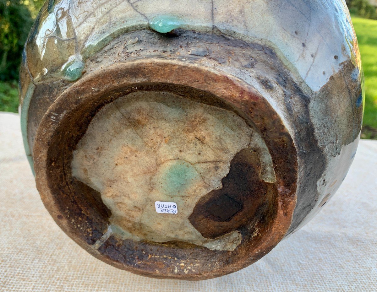 Very Large Early 19th  Qajar Ceramic Vase, Persia, Floral Decoration & Nice Enamel-photo-7