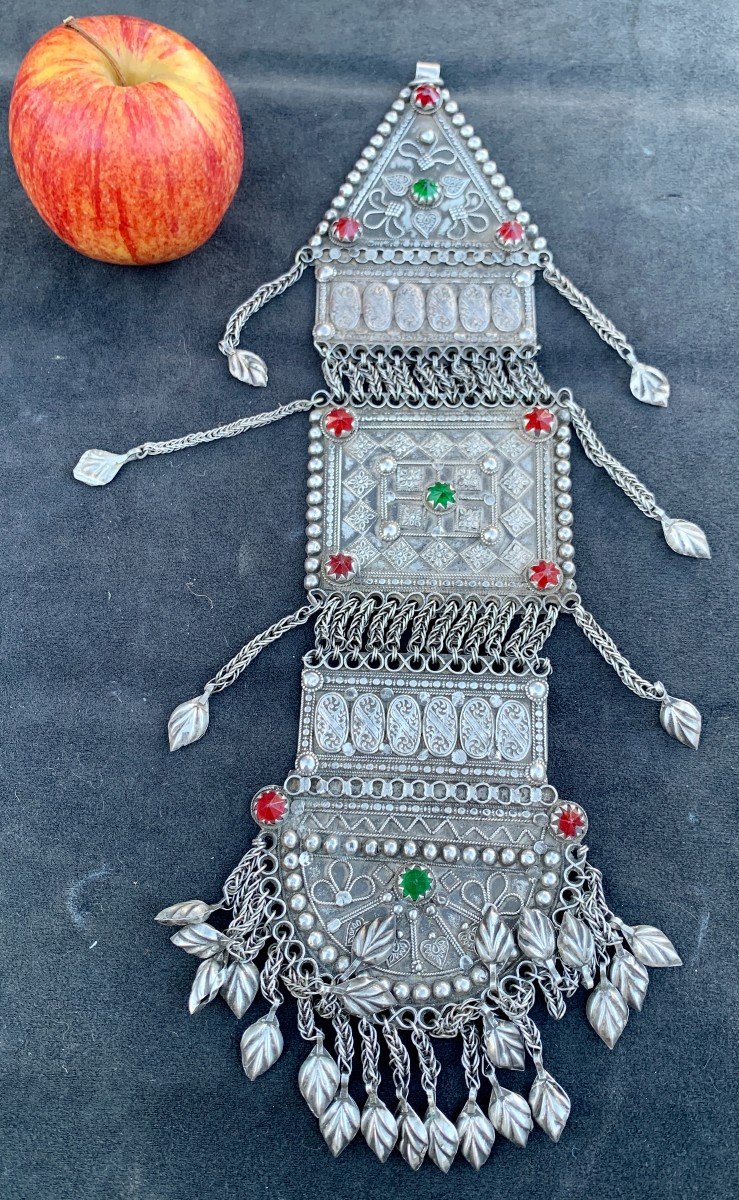Large pendentif argent tripartite Kuchi, Pakistan ou Afghanistan-photo-2
