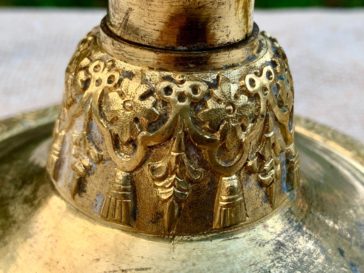 Pair Gilded Bronze  Regency Candlesticks, Caryatids & Antique Profiles -photo-5