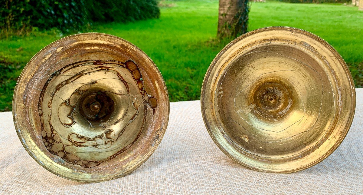 Pair Gilded Bronze  Regency Candlesticks, Caryatids & Antique Profiles -photo-8