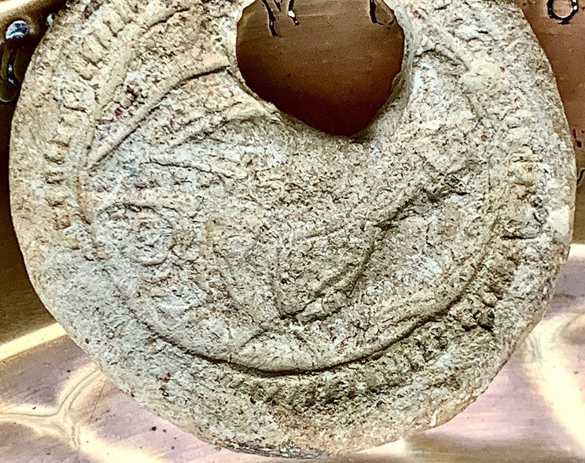 Haute Epoque, 15e S Terracotta Large Seal With A Bird & Gothic Inscription-photo-4