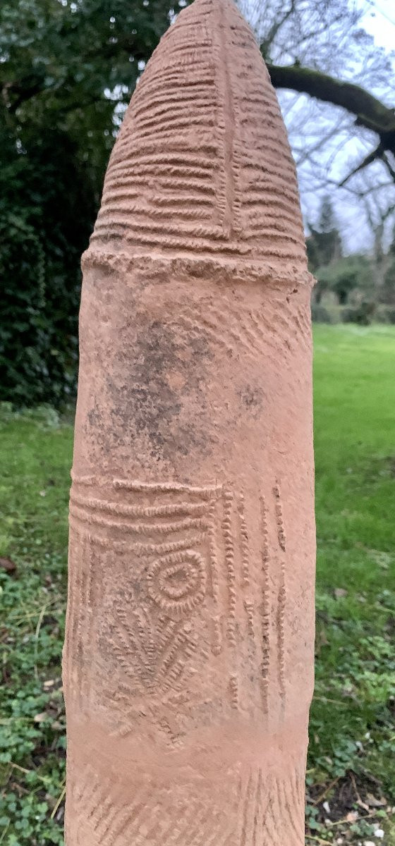 Large Phallic Funerary Urn With Scarifications, Terracotta, Bura Niger, 200 To 1400 Ad-photo-4