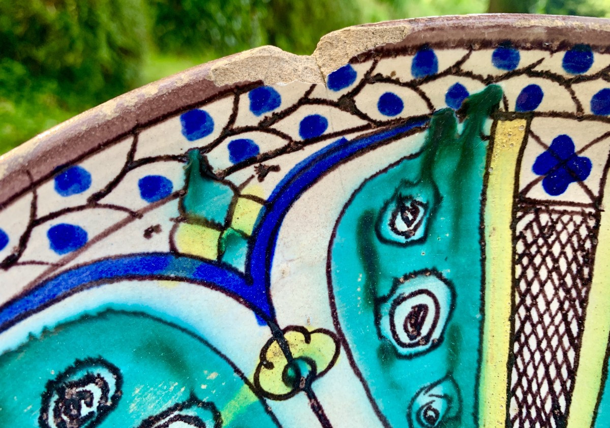 Morocco, 19th Cty Ceramic "turtle" Plate Called Regards Its Design-photo-5