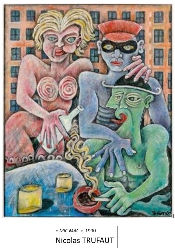 Nicolas TRUFAUT (1966-), artiste Hyères Var, paire de dessins marouflés sur carton -photo-8