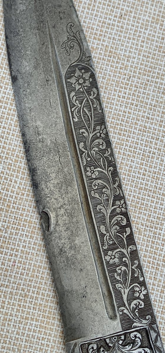  Genoa Italy 17th Cty Hunting Dagger& Its Original Scabbard, Engraved Blade-photo-1