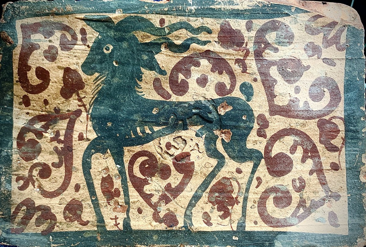  Espagne XIV ou XVe s Rare carreau médiéval de plafond  PATERNA / SOCARRAT-photo-4