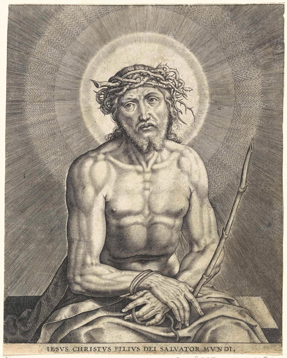 Haute époque petite plaquette très détaillée en bronze doré ECCE HOMO-photo-7