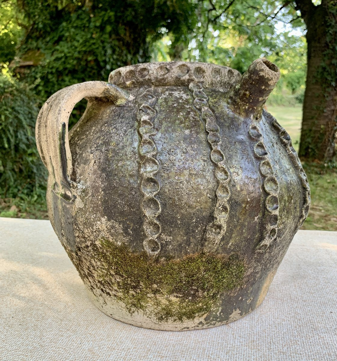Very Nice 17 Or 18th Cty Green Glazed Earthenware Jug Or Buyre -photo-7