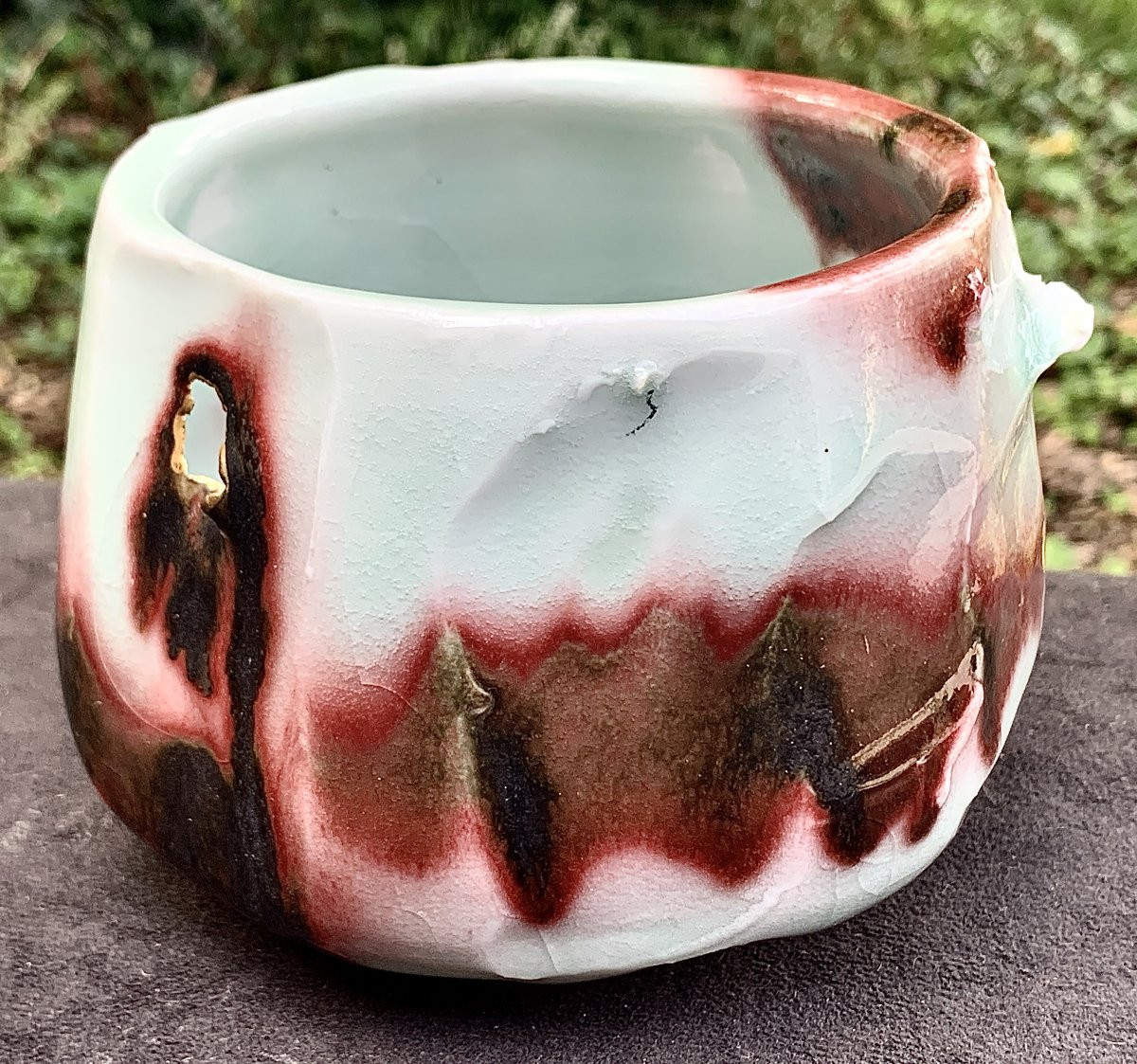 Japanese-style Oxblood Red & Gold Ceramic / Porcelain  Cup By Clothilde Legrand-photo-6