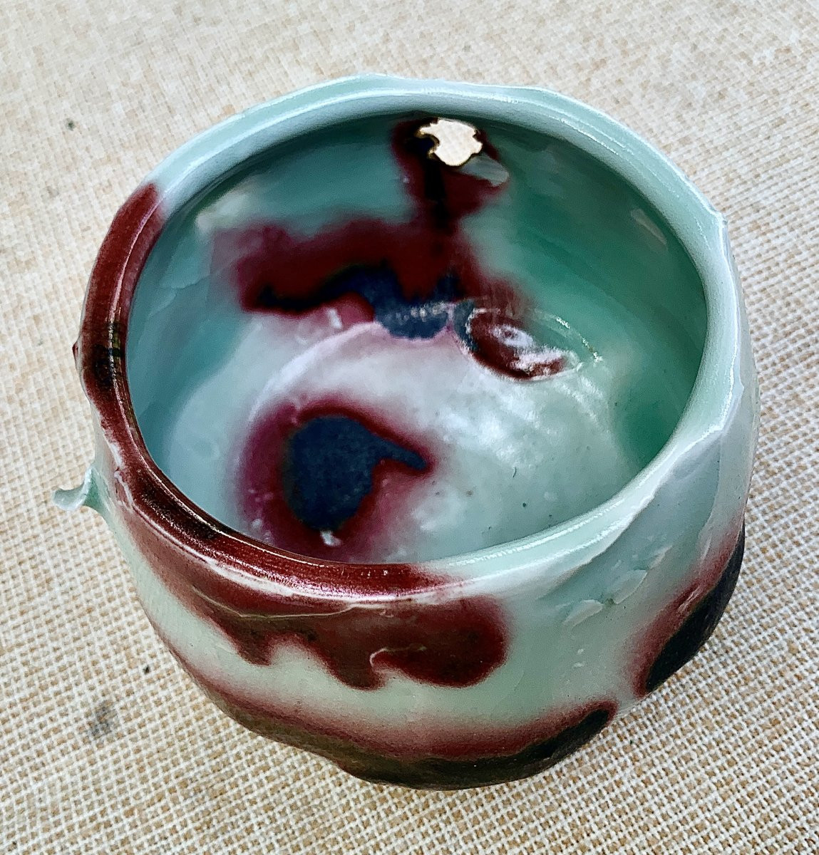 Japanese-style Oxblood Red & Gold Ceramic / Porcelain  Cup By Clothilde Legrand-photo-7