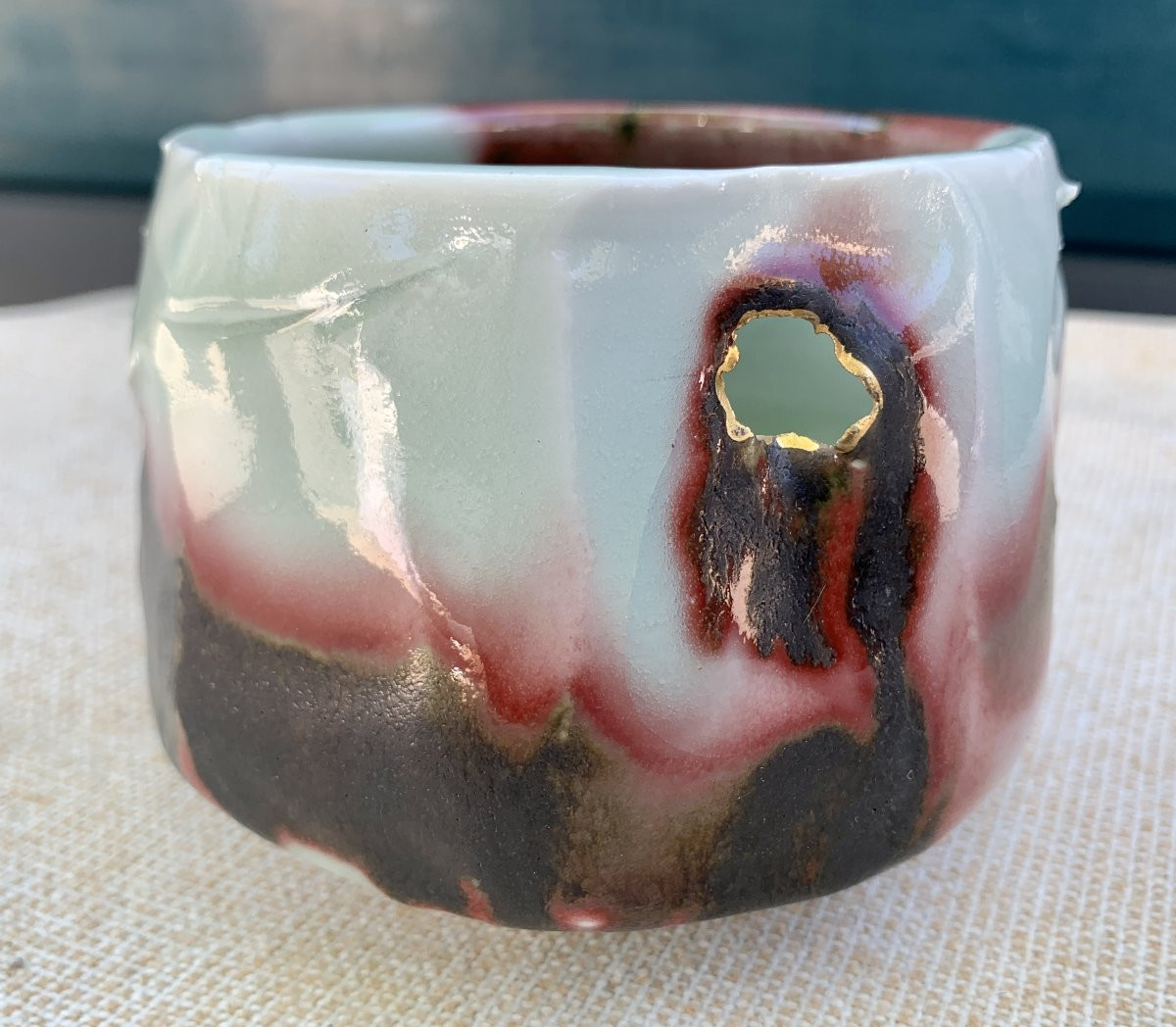 Japanese-style Oxblood Red & Gold Ceramic / Porcelain  Cup By Clothilde Legrand-photo-8
