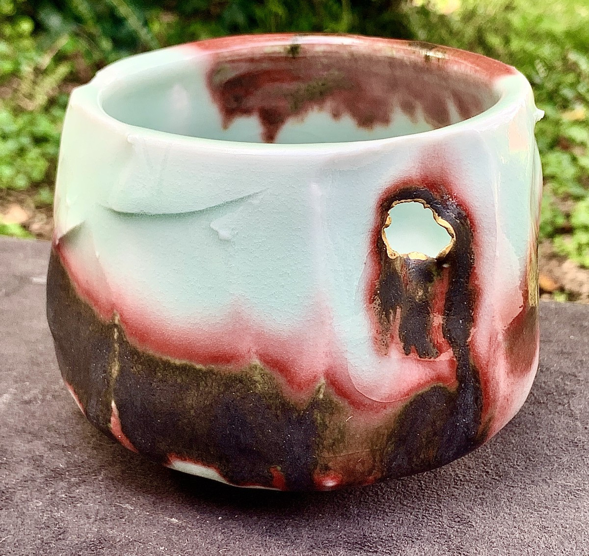 Japanese-style Oxblood Red & Gold Ceramic / Porcelain  Cup By Clothilde Legrand