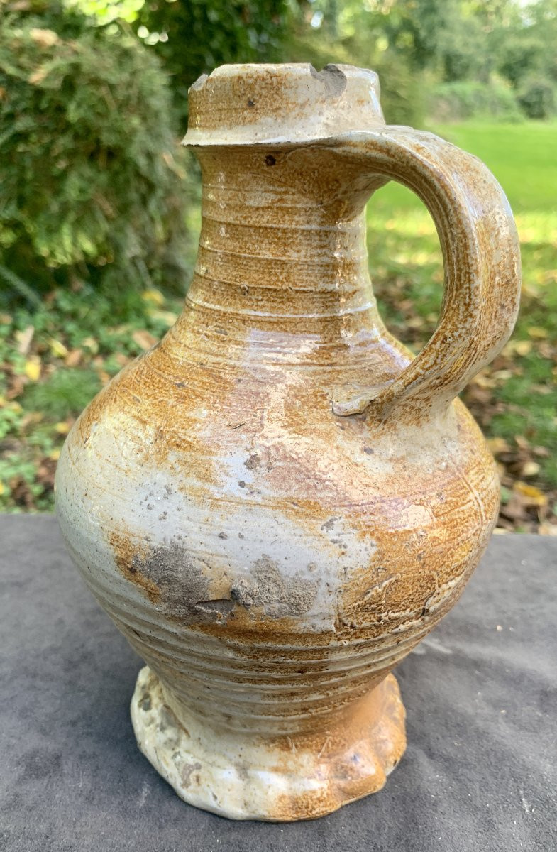 Renaissance Salt-glazed Stoneware Pitcher With Handle, 16th/17th Century-photo-2