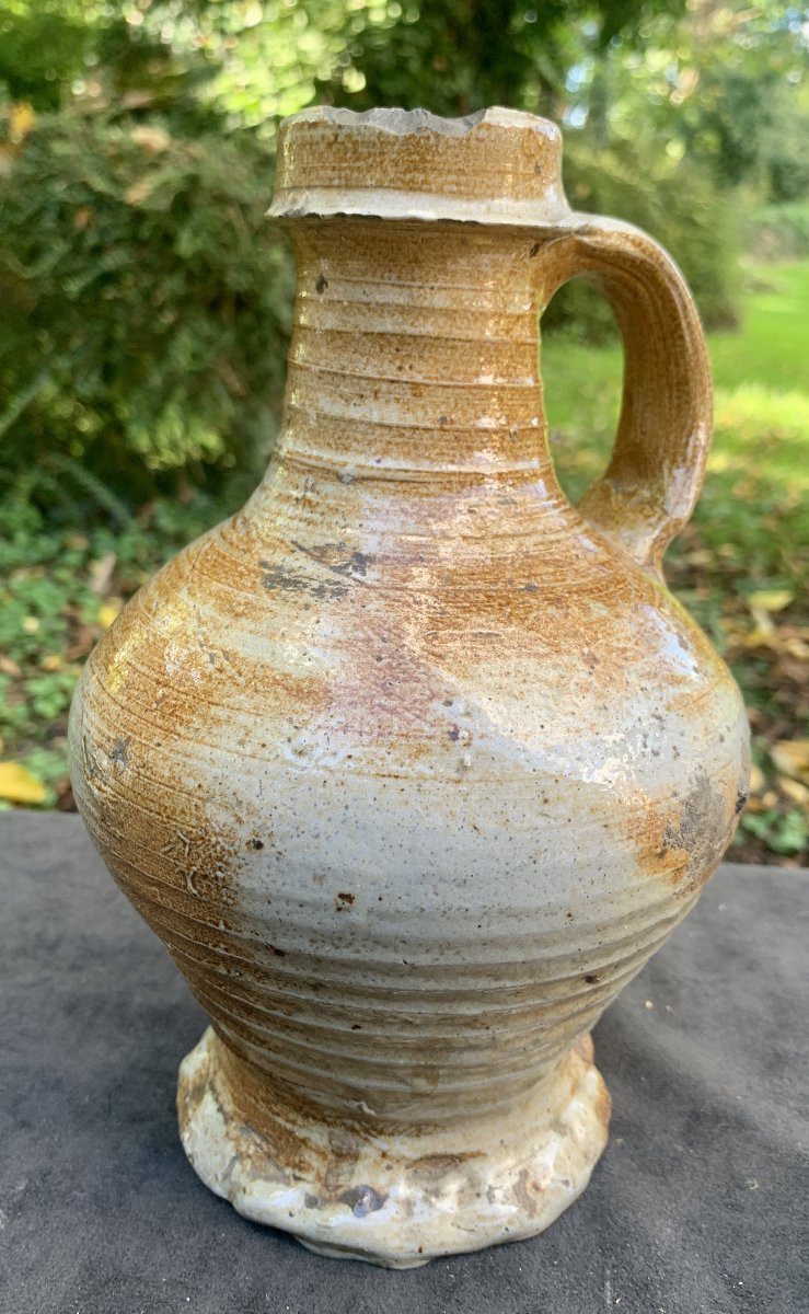 Renaissance Salt-glazed Stoneware Pitcher With Handle, 16th/17th Century-photo-4