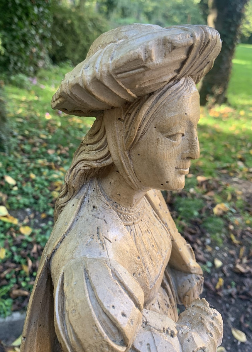 Circa 1500 / 1510, Saint Suzanne ? Lime Tree Wiid Carved Statue-photo-2