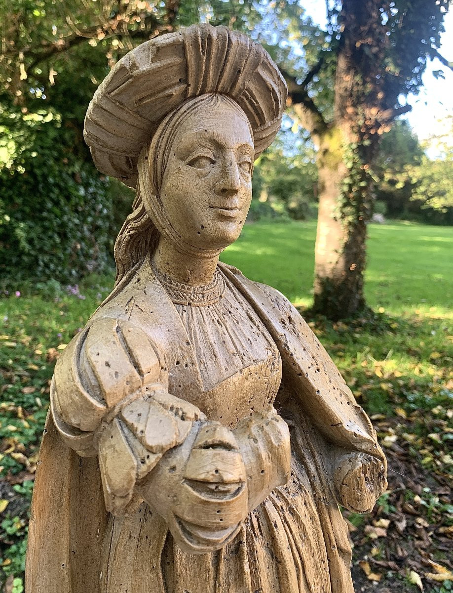 Circa 1500 / 1510, Saint Suzanne ? Lime Tree Wiid Carved Statue-photo-3