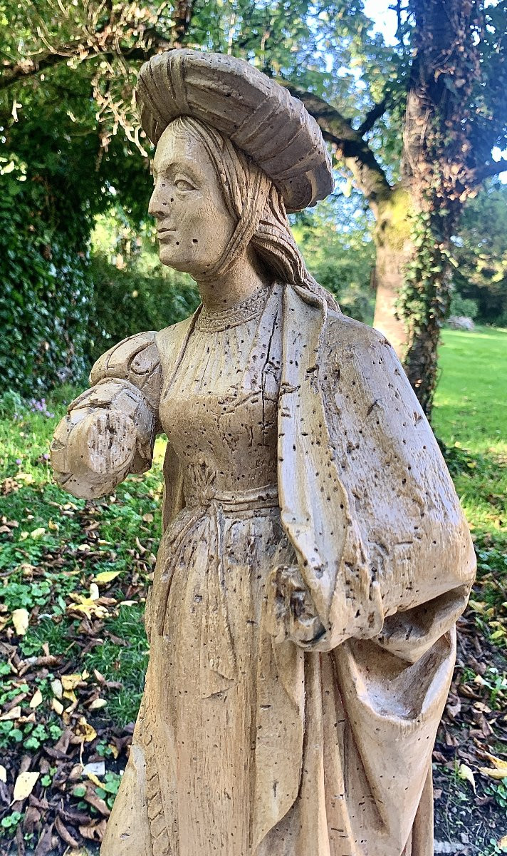 Circa 1500 / 1510, Saint Suzanne ? Lime Tree Wiid Carved Statue-photo-4