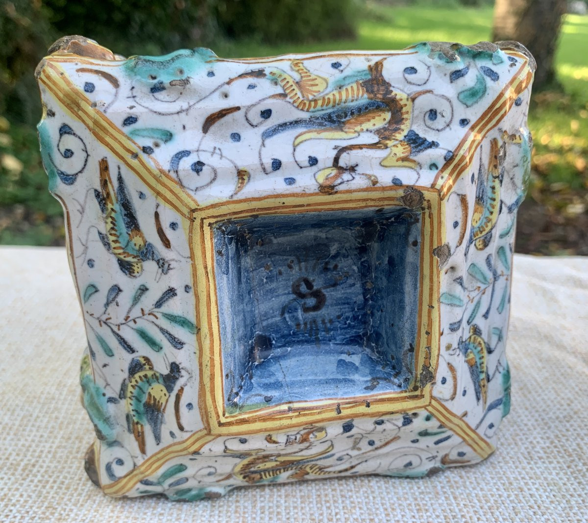 Two Majolica Salt Cellars / Spice Holders Deruta Italy, Circa 1600-photo-4