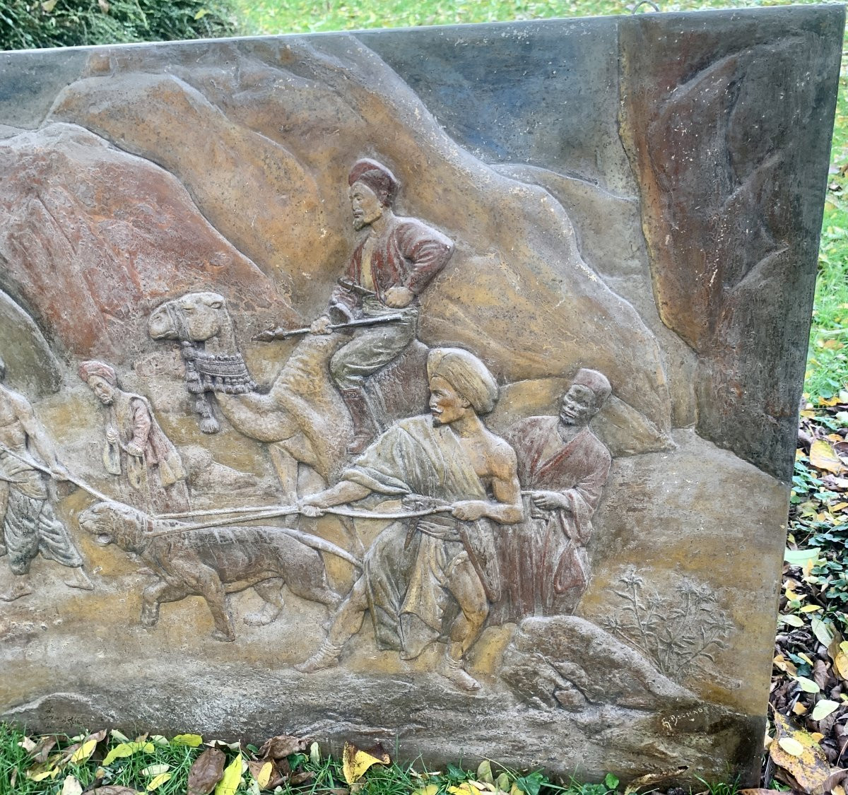 R Frappiez/couraud Paris Workshop, Circa 1900 Monumental Orientalist Fresco Tiger Trainers-photo-3