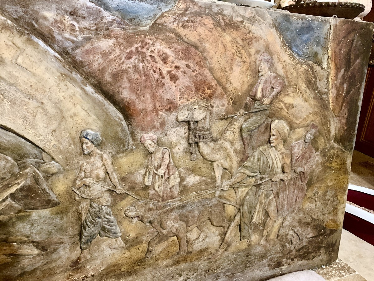 R Frappiez/couraud Paris Workshop, Circa 1900 Monumental Orientalist Fresco Tiger Trainers-photo-1