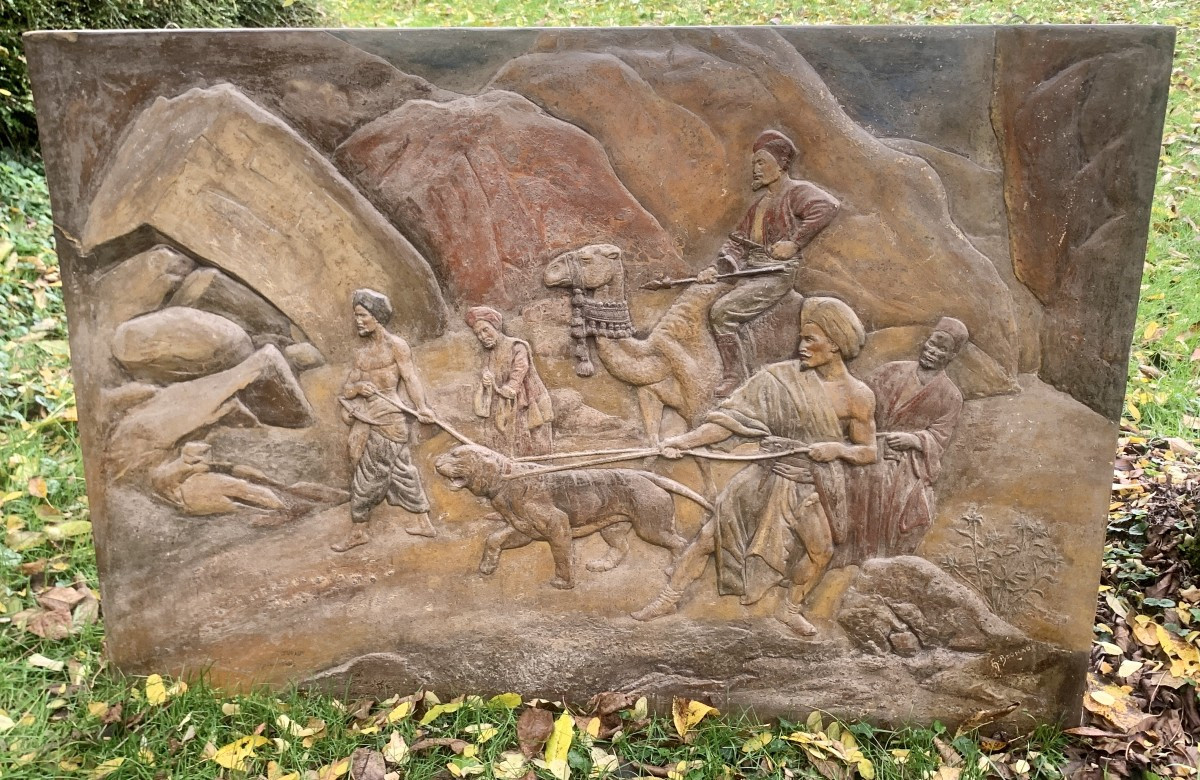 R Frappiez/couraud Paris Workshop, Circa 1900 Monumental Orientalist Fresco Tiger Trainers-photo-8