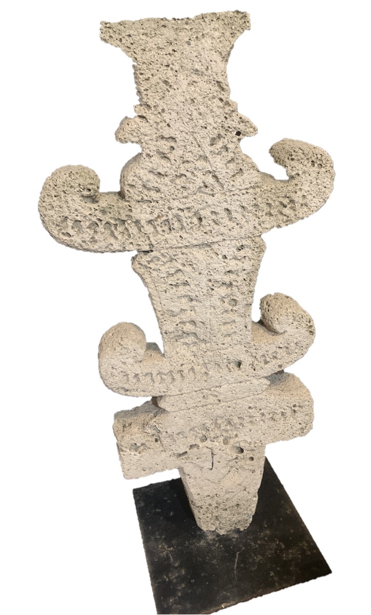 Sunduk Large  Fossil Limestone Carved Funeral Stele, Sulu Archipelago, Indonesia, 19th Cty-photo-4