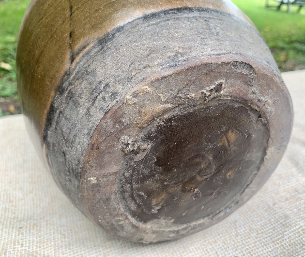 XVIIIe s Jarre céramique utilitaire avec cartouche inscrit, Chine dynastie QING-photo-4