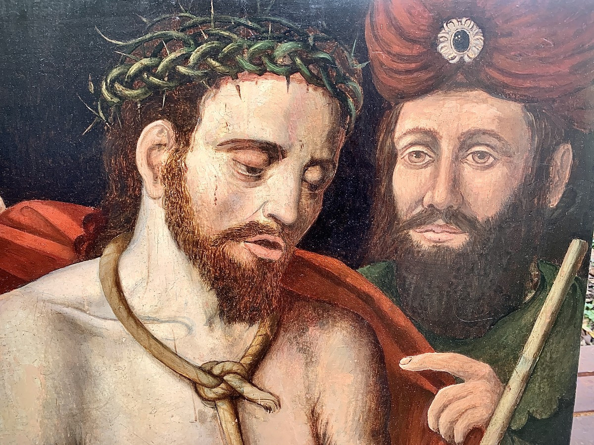 16th Painting On Oak Panel, Christ Presented To The Crowd By Pontius Pilate-photo-2