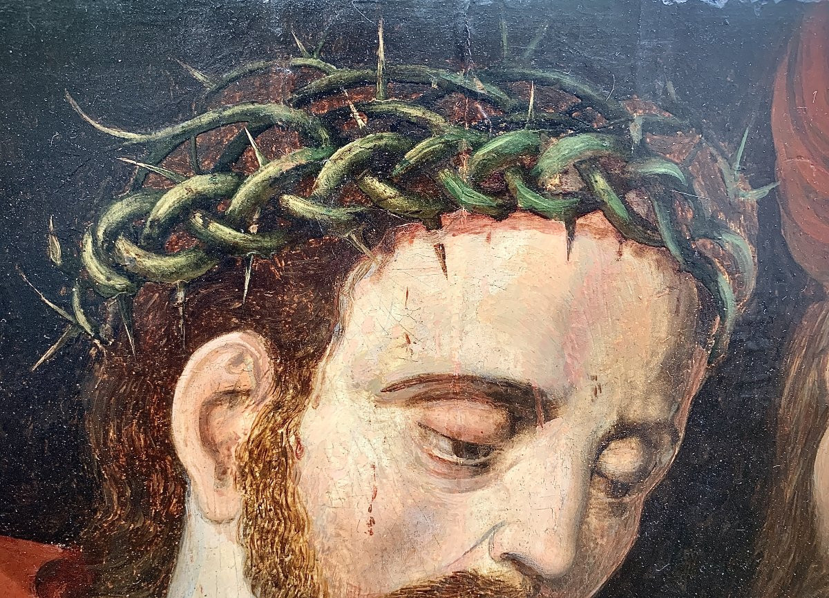 16th Painting On Oak Panel, Christ Presented To The Crowd By Pontius Pilate-photo-3