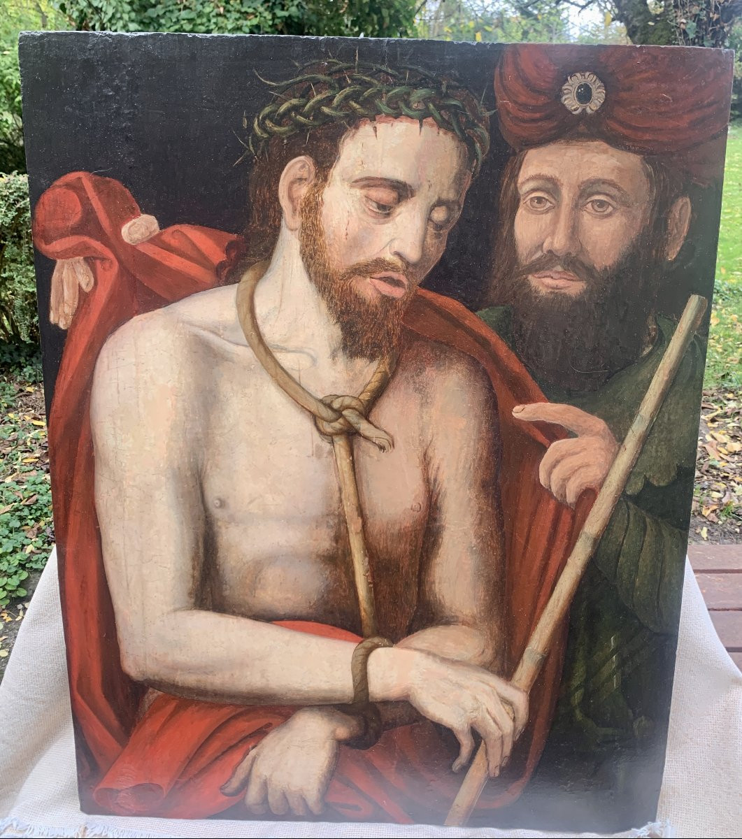 16th Painting On Oak Panel, Christ Presented To The Crowd By Pontius Pilate-photo-4