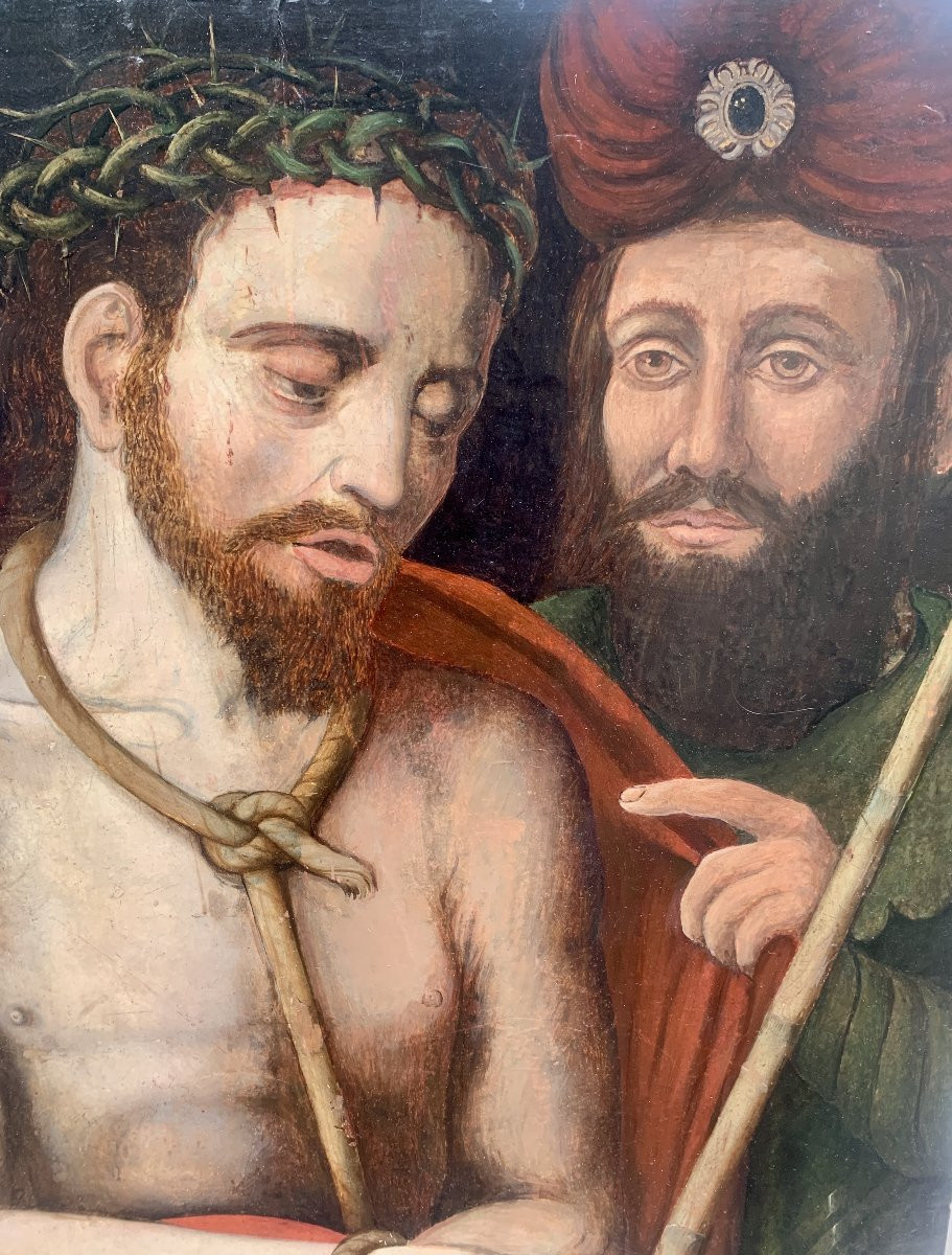 16th Painting On Oak Panel, Christ Presented To The Crowd By Pontius Pilate-photo-5