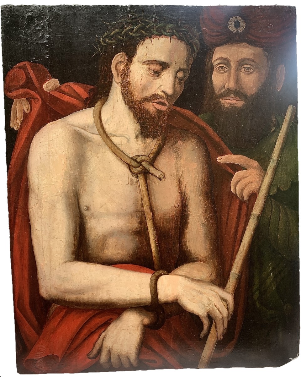 16th Painting On Oak Panel, Christ Presented To The Crowd By Pontius Pilate