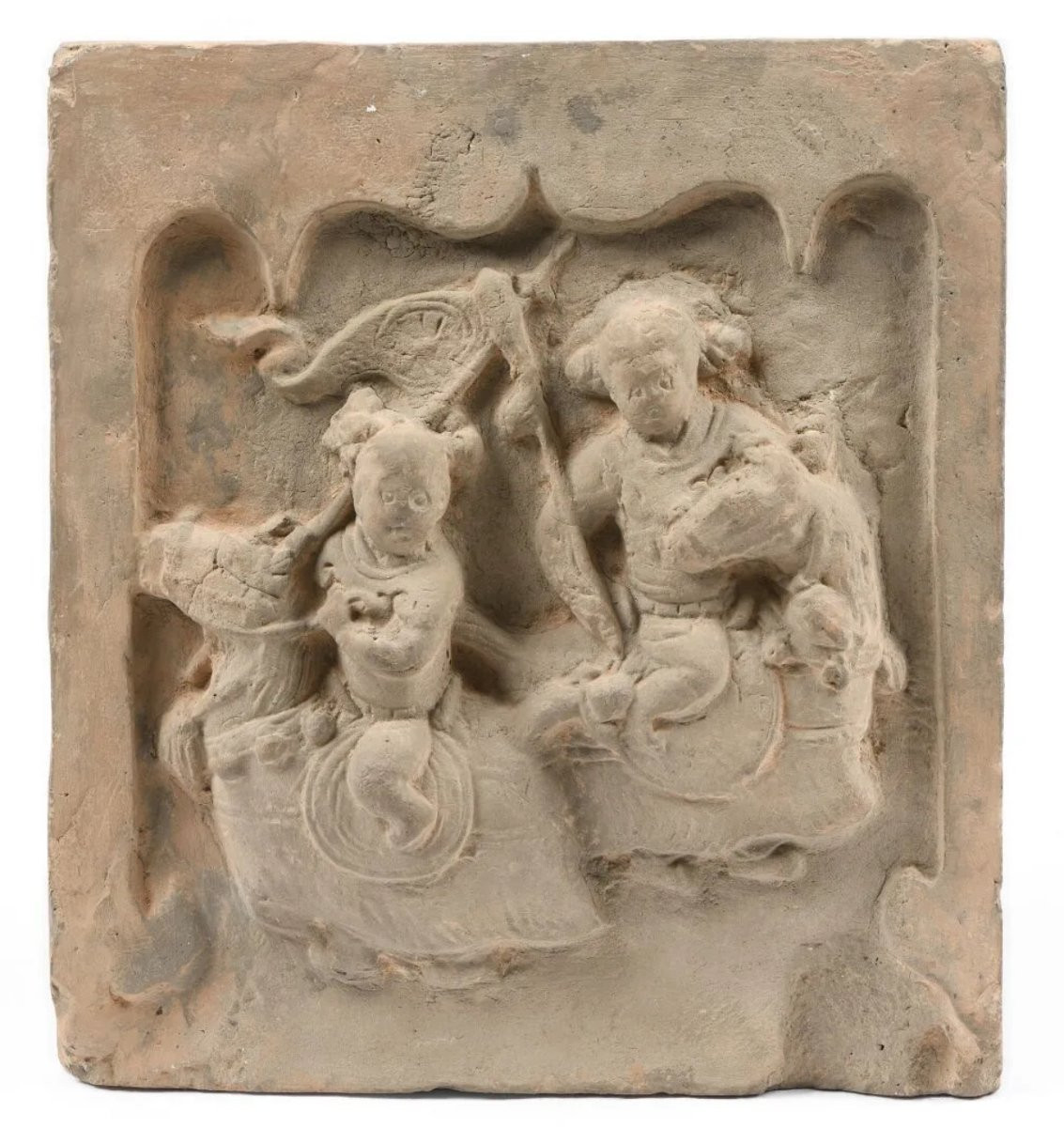 Archaeology China, 2 Song Dynasty (960-1279) Terracotta Tiles Depicting A Dancer &horsemen-photo-3