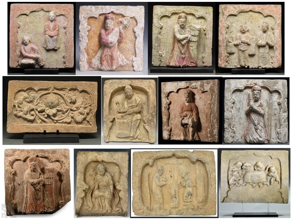 Archaeology China, 2 Song Dynasty (960-1279) Terracotta Tiles Depicting A Dancer &horsemen-photo-4