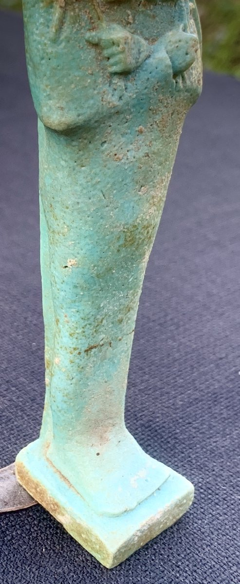 Archaeology, Luminous Egyptian Ushebti Turquoise Blue Ceramic, 21st-26th Dynasties -photo-6