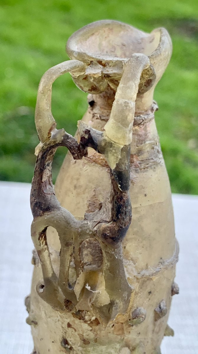 Archaeology Roman Period: Delicate & Very Lightweight Glassware With Openwork Handle-photo-3
