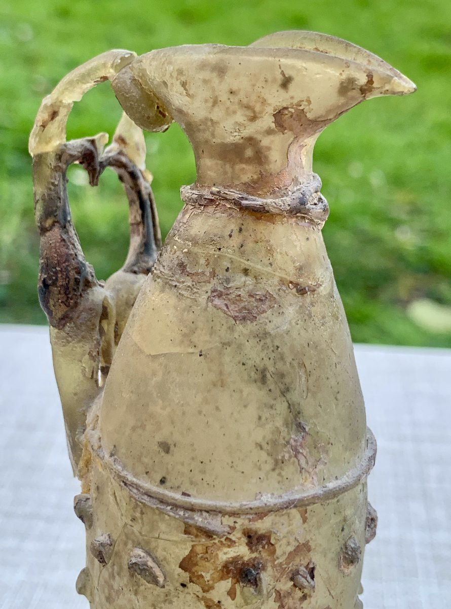 Archaeology Roman Period: Delicate & Very Lightweight Glassware With Openwork Handle-photo-4