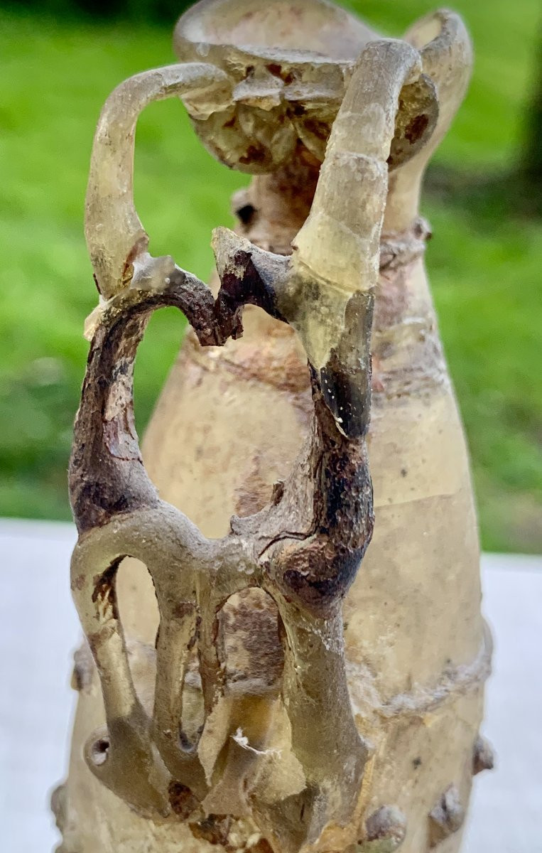 Archaeology Roman Period: Delicate & Very Lightweight Glassware With Openwork Handle-photo-5