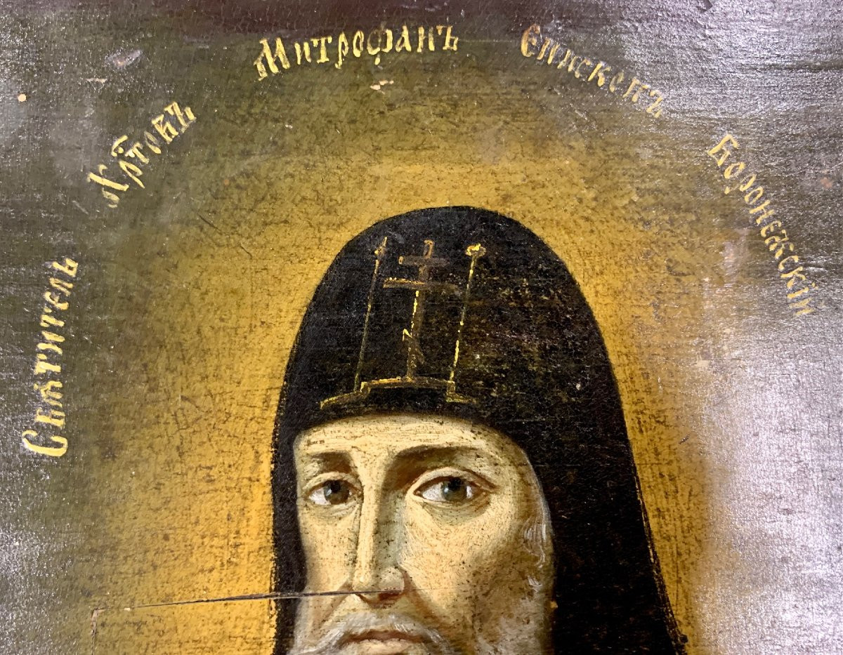 Large Icon,  Late 18th Voronezh School Russia, St Mitrophanes & St Macarius Of Kanev -photo-4