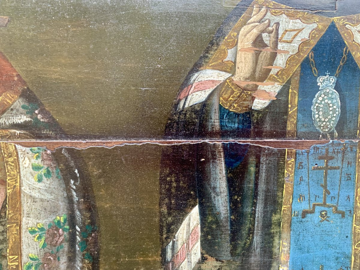 Large Icon,  Late 18th Voronezh School Russia, St Mitrophanes & St Macarius Of Kanev -photo-1