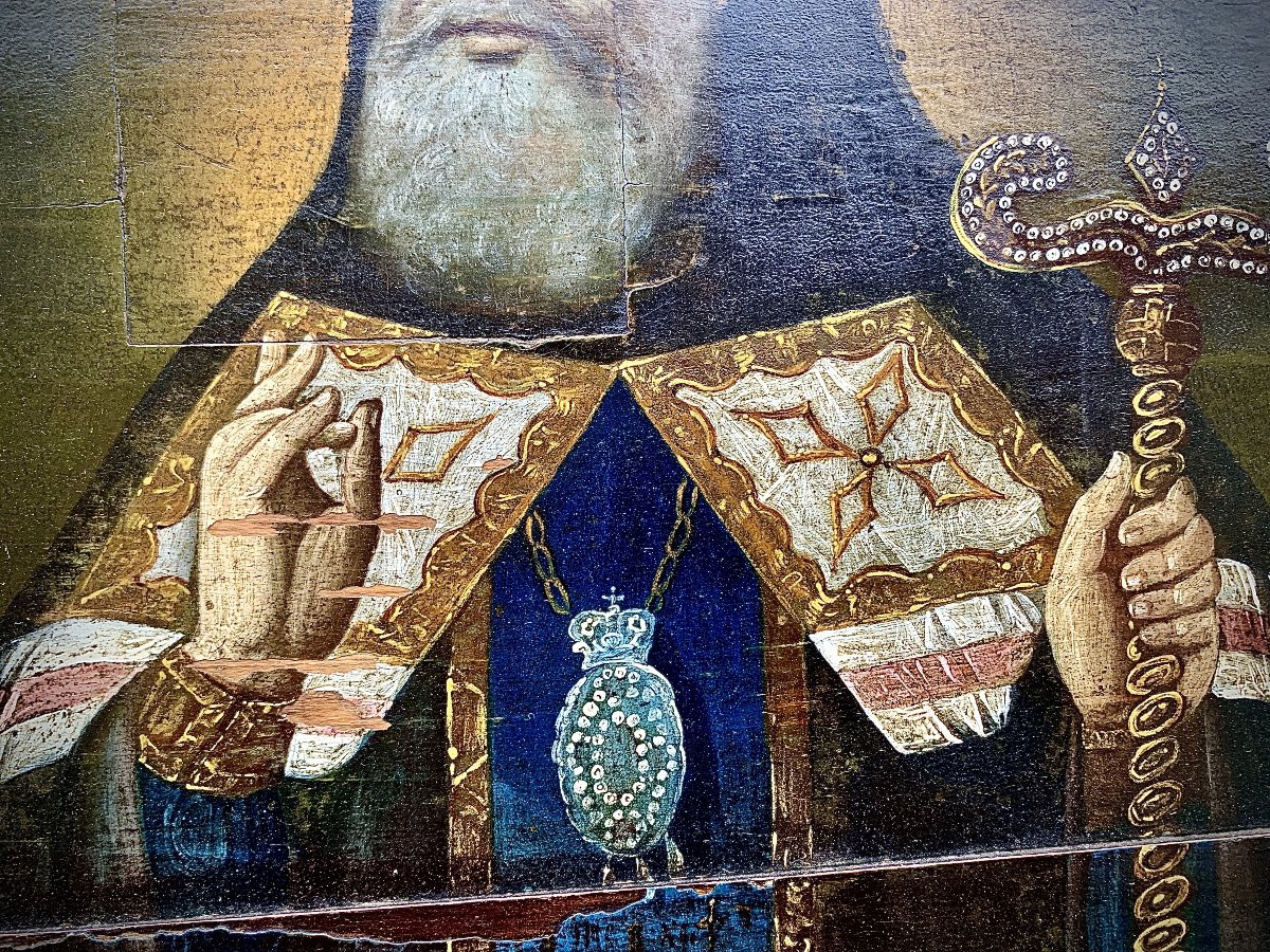 Large Icon,  Late 18th Voronezh School Russia, St Mitrophanes & St Macarius Of Kanev -photo-4