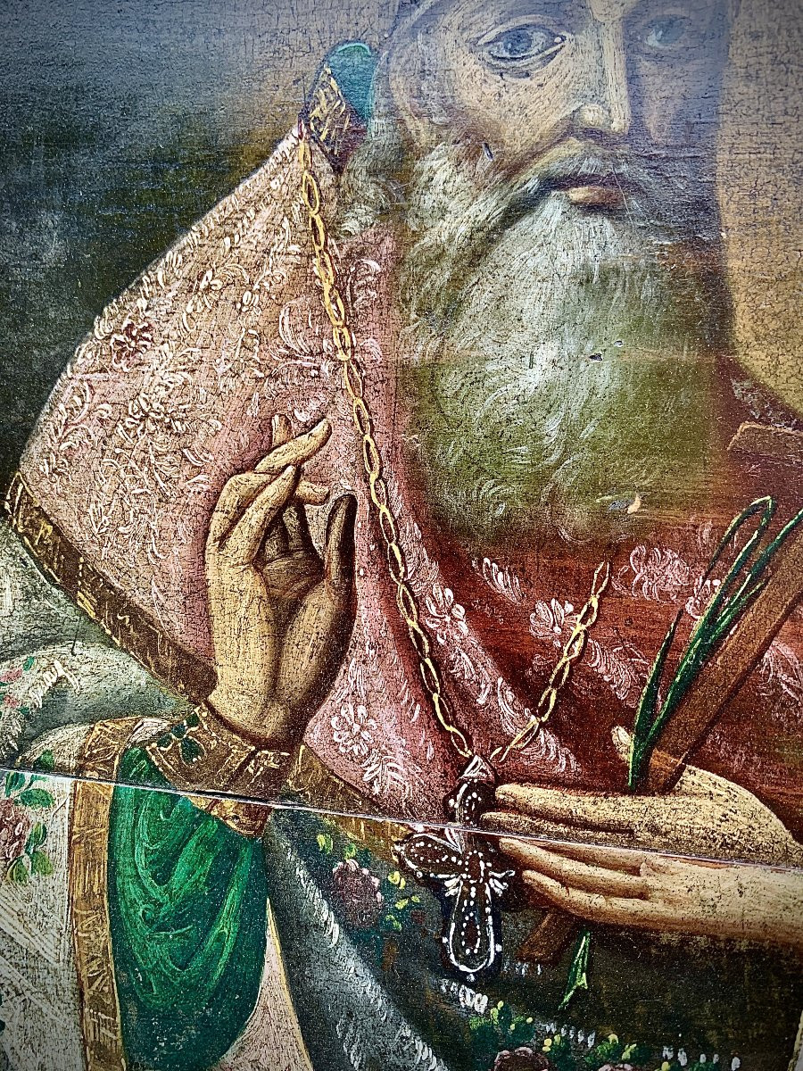 Large Icon,  Late 18th Voronezh School Russia, St Mitrophanes & St Macarius Of Kanev -photo-5