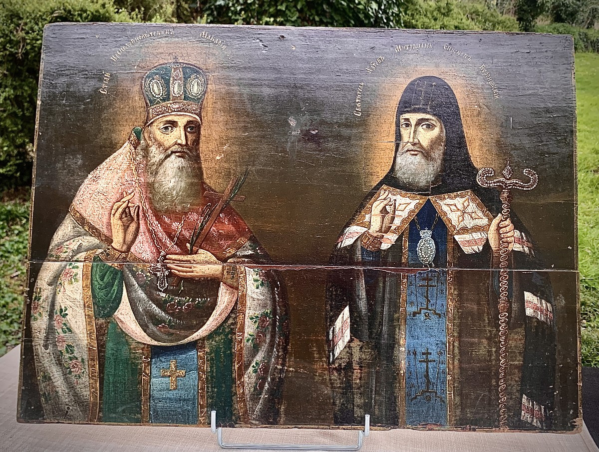 Large Icon,  Late 18th Voronezh School Russia, St Mitrophanes & St Macarius Of Kanev 
