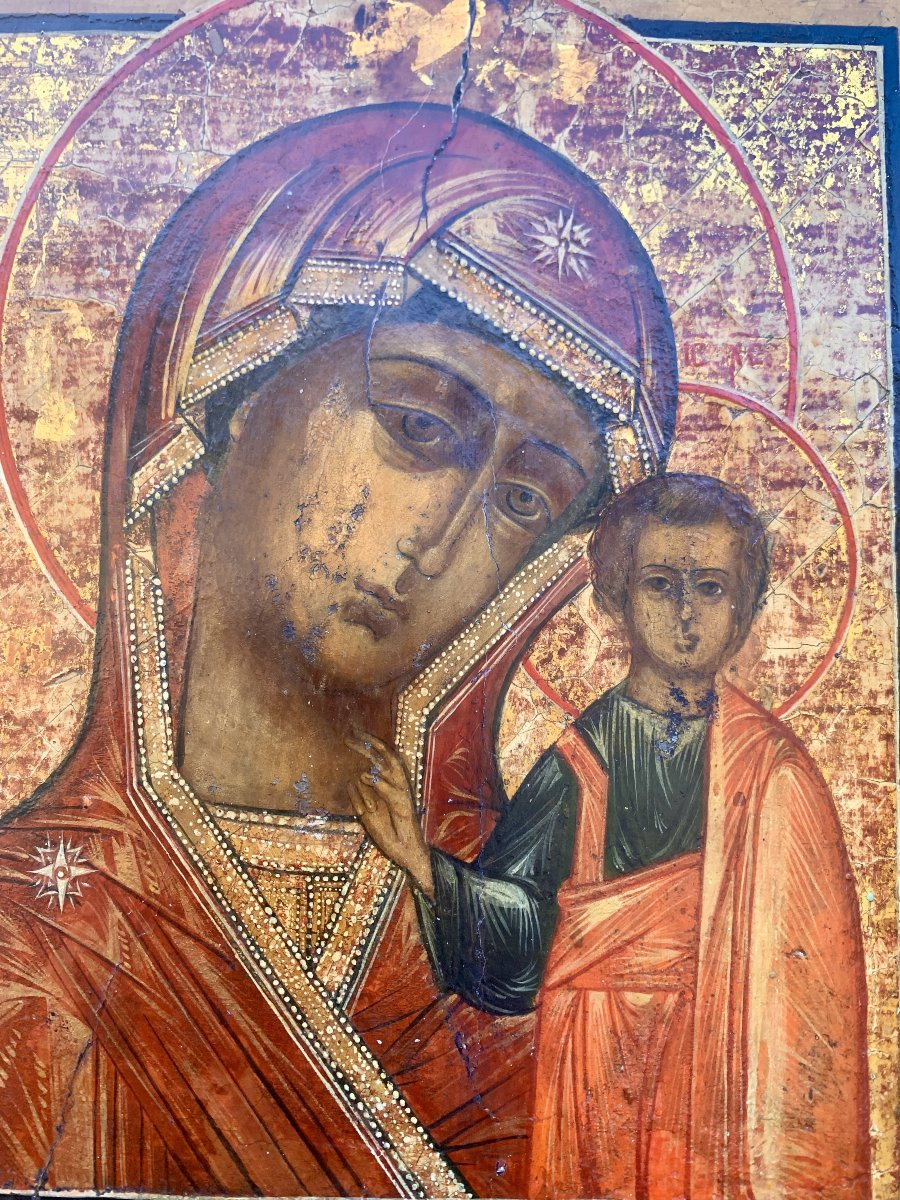 Virgin & Child Icon Known As "of Tenderness", Russia, Late 18th Early 19th Cty-photo-3