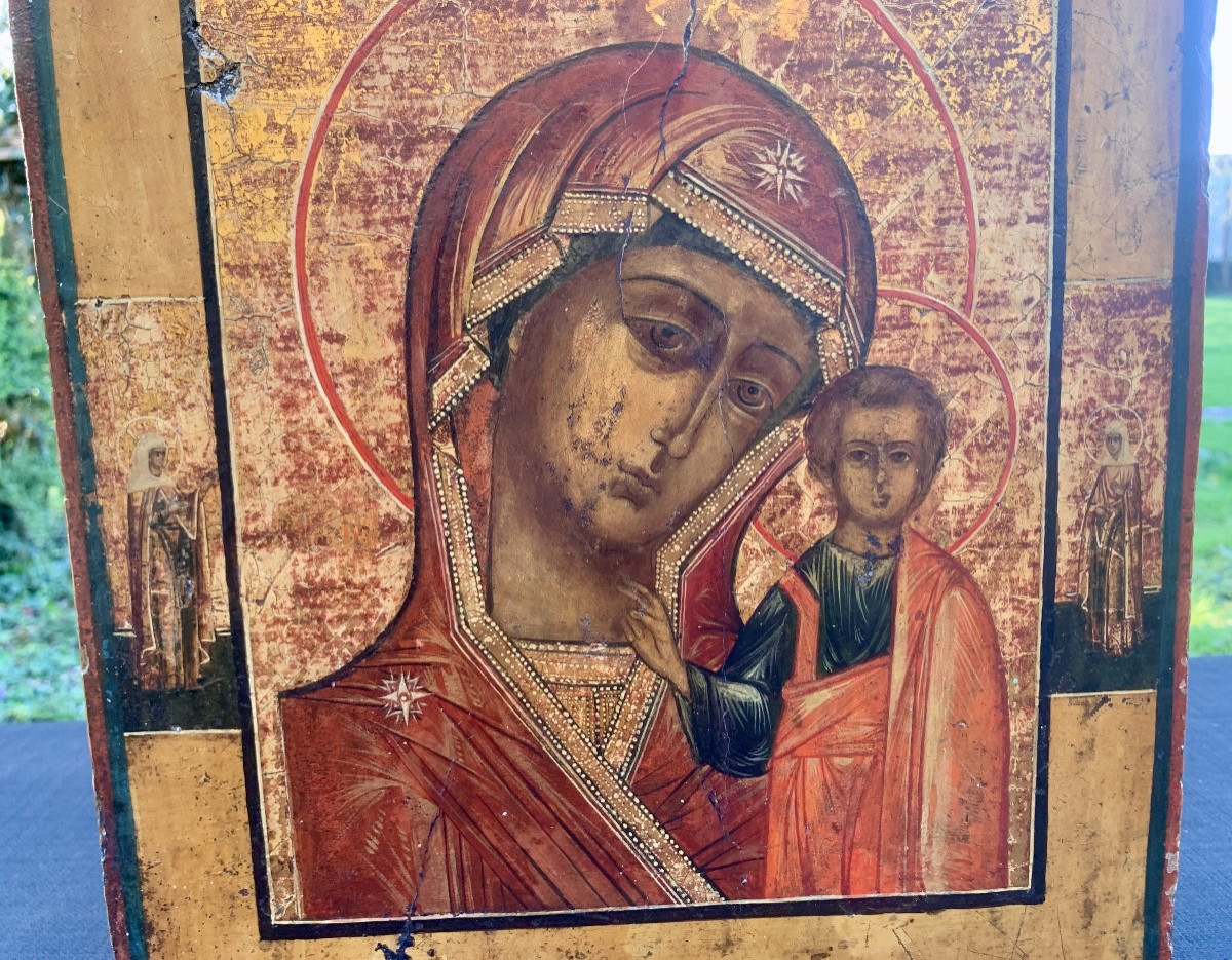 Virgin & Child Icon Known As "of Tenderness", Russia, Late 18th Early 19th Cty-photo-3