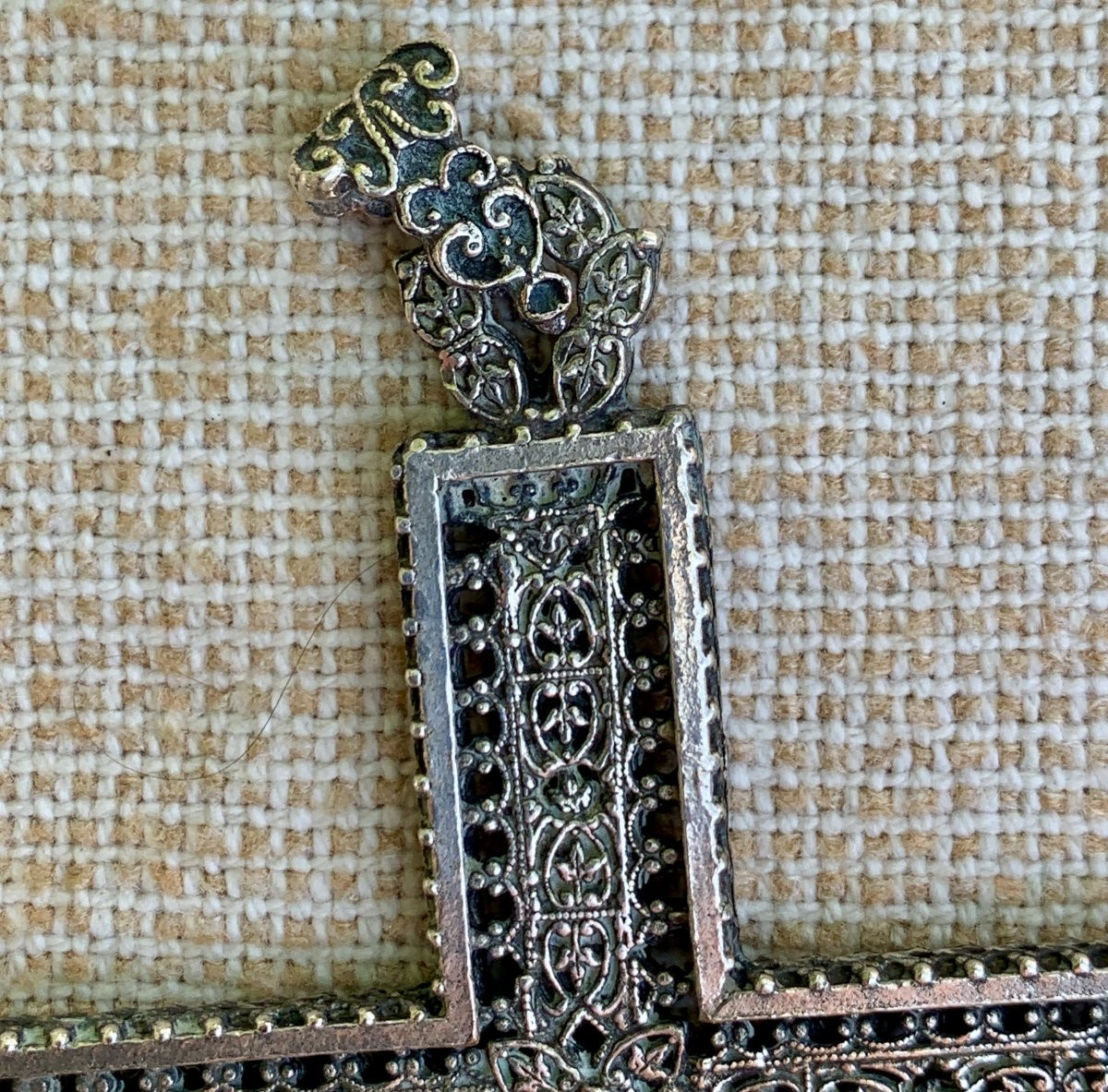 Large Silver Cross, Finely And Extensively Chased, Openwork, Late 19th C.-photo-2