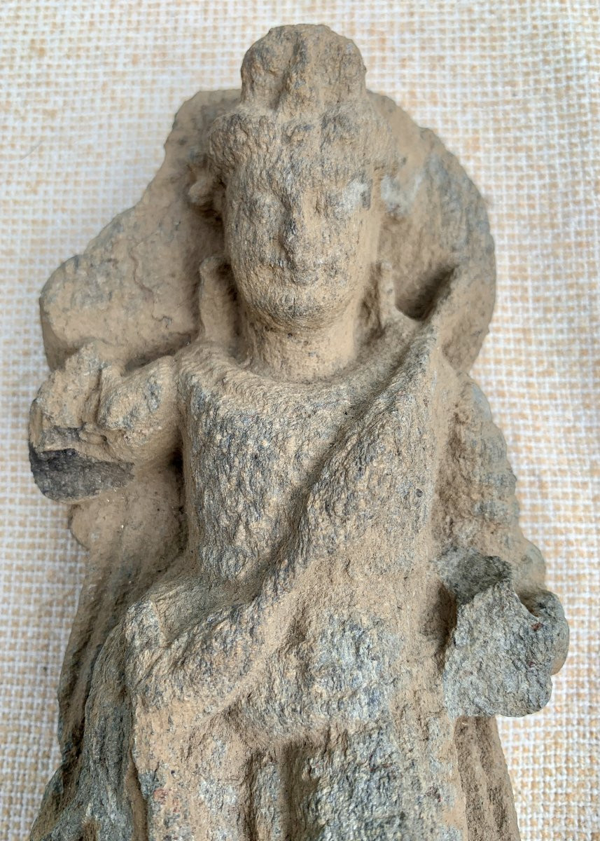 Gandhara Boddhisattva Stone Carved Panel, Blue Schist, 2nd / 3rd Century Ad-photo-2