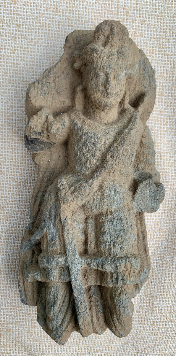 Gandhara Boddhisattva Stone Carved Panel, Blue Schist, 2nd / 3rd Century Ad-photo-3